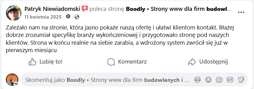 Polecenie Boodly — Patryk Niewiadomski